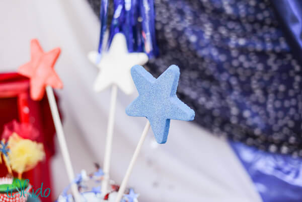 red white and blue star lollipop