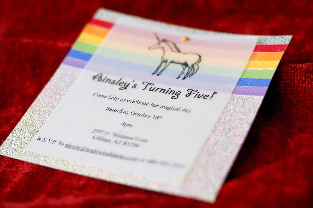 Rainbow Unicorn Invitation by Tikkido