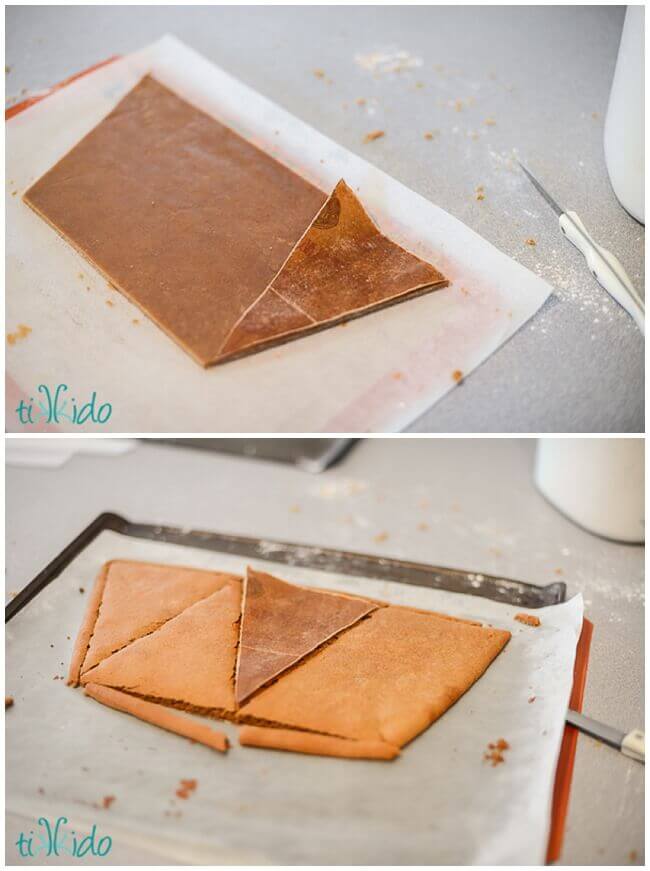 Technique for cutting sheets of cookie into smaller cookeis
