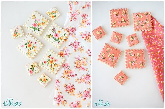 Hand-painted sugar cookies inspired by calico fabric.