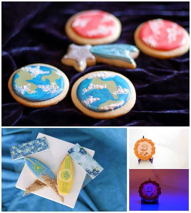 Collage of sugar cookies made with a cut out sugar cookie recipe.