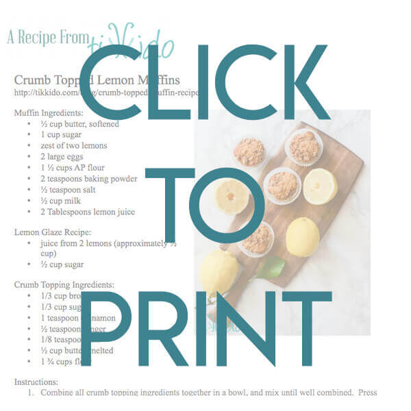 Navigational image leading reader to printable lemon muffin recipe.