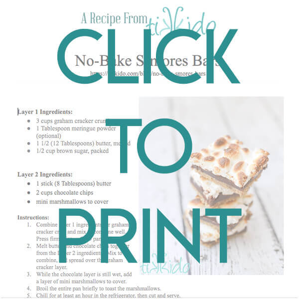 navigational image leading reader to printable, one page version of the no bake smores bars recipe