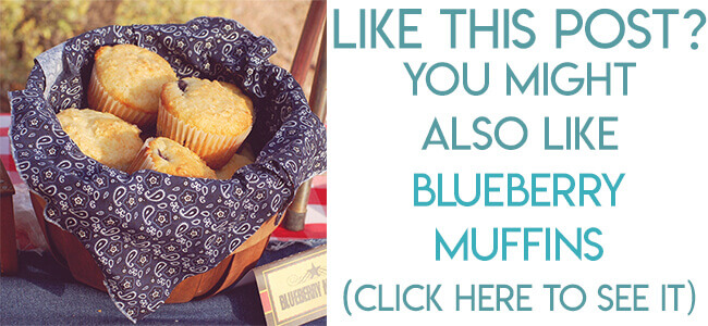 Navigational image leading reader to blueberry muffins recipe