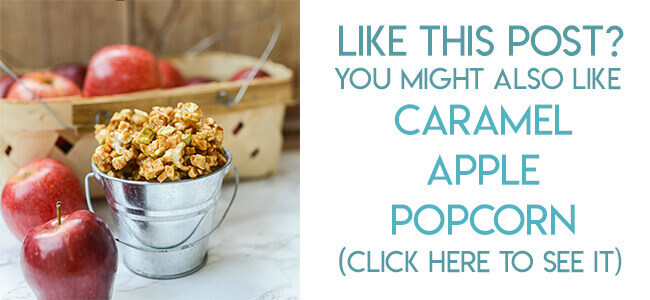 Navigational image leading reader to caramel apple popcorn recipe