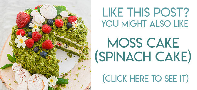 Navigational image leading reader to a spinach cake recipe that looks like moss (moss cake).