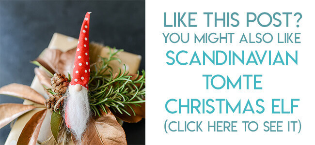 Navigational image leading reader to tutorial for Scandinavian Tomte Christmas ornament.
