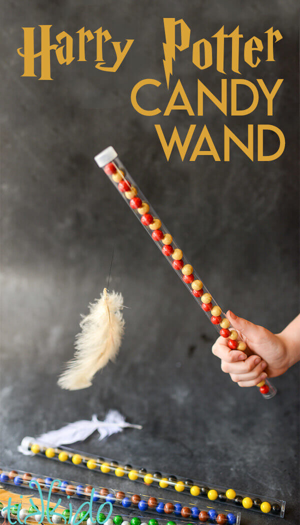 Tutorial for Harry Potter candy wand complete with magical levitating feather!