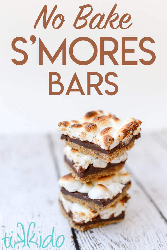 No bake smores bars are delicious and so easy to make!  Chocolate, marshmallow, and graham cracker deliciousness without the open fire.