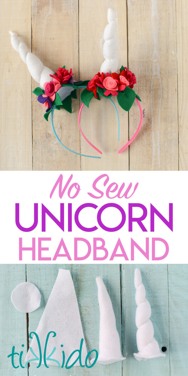 Tutorial for making an easy, no sew, felt unicorn horn headband.