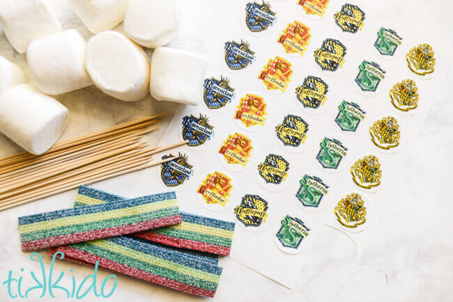 Materials for Harry Potter Candy Kebabs