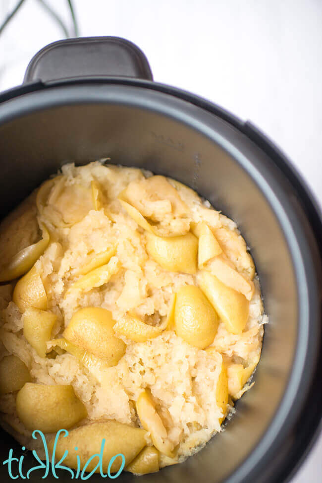 Apples cooked in an Instant Pot to make homemade applesauce.