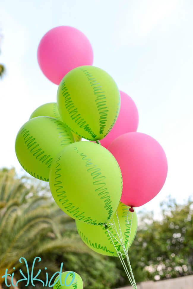 Watermelon balloons at a Watermelon party.