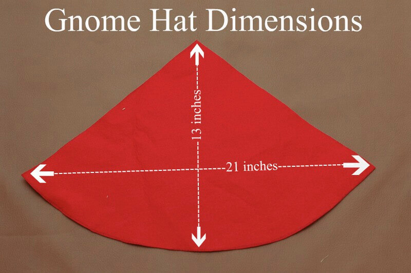 Illustration of dimensions for a DIY Gnome Hat.