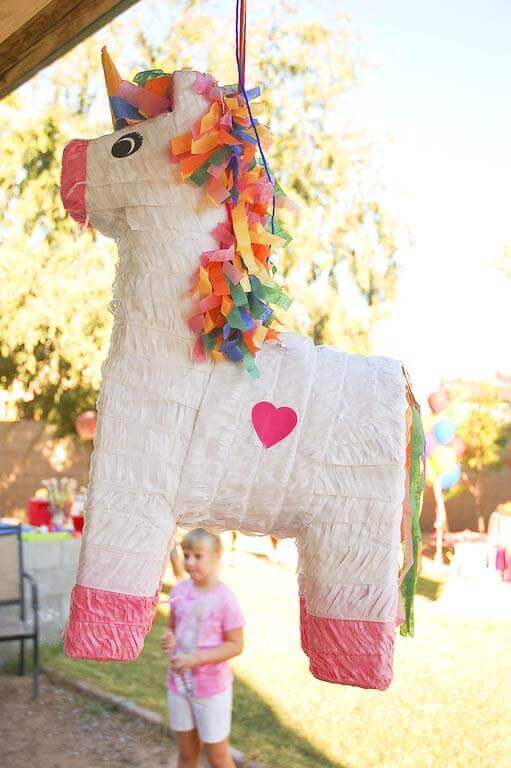 Rainbow Unicorn pinata at the Rainbow Unicorn birthday party