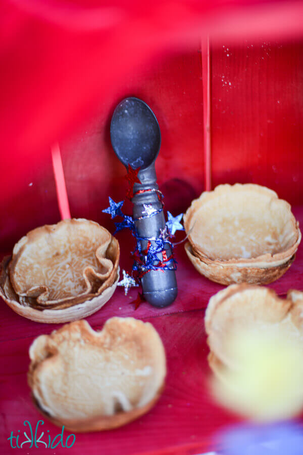 Homemade waffle cone ice cream bowls for the 4th of July