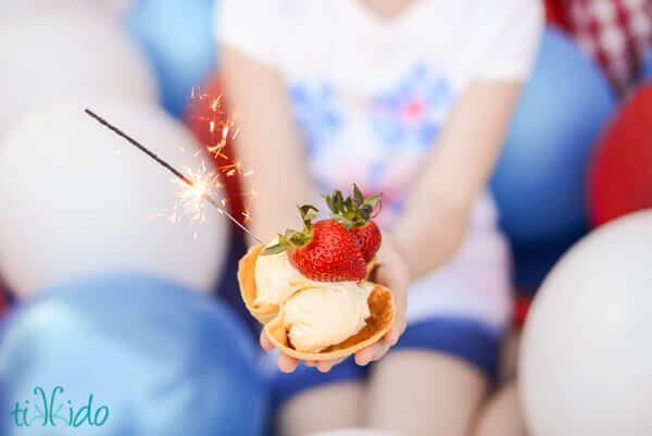 4th of July waffle cone ice cream bowl