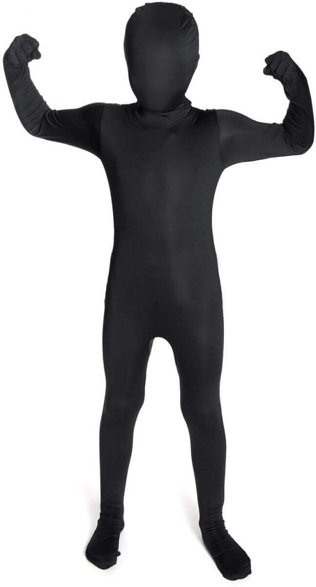 black morph suit on a white background.