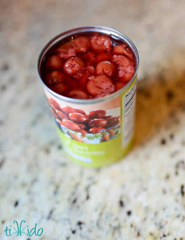 Open can of sour cherries.