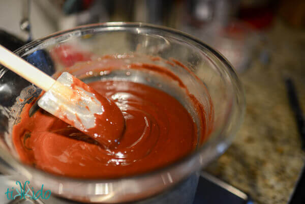 Hot Fudge Sauce being melted and made in an improvised double boiler.