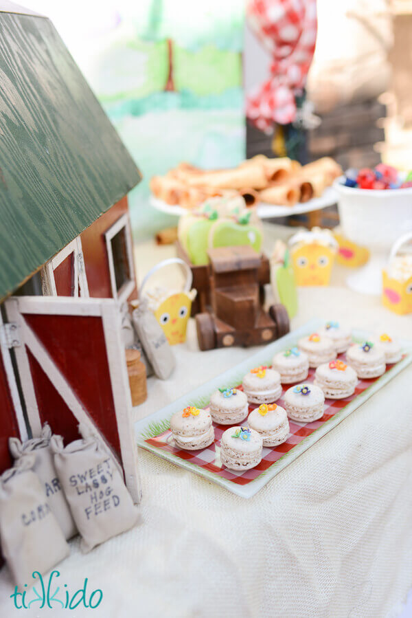 Macarons on the My Little Pony Birthday party dessert table