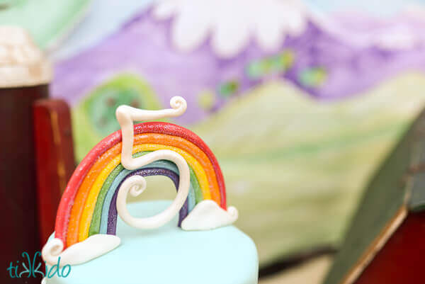 Rainbow gum paste cake topper for the My Little Pony birthday cake.