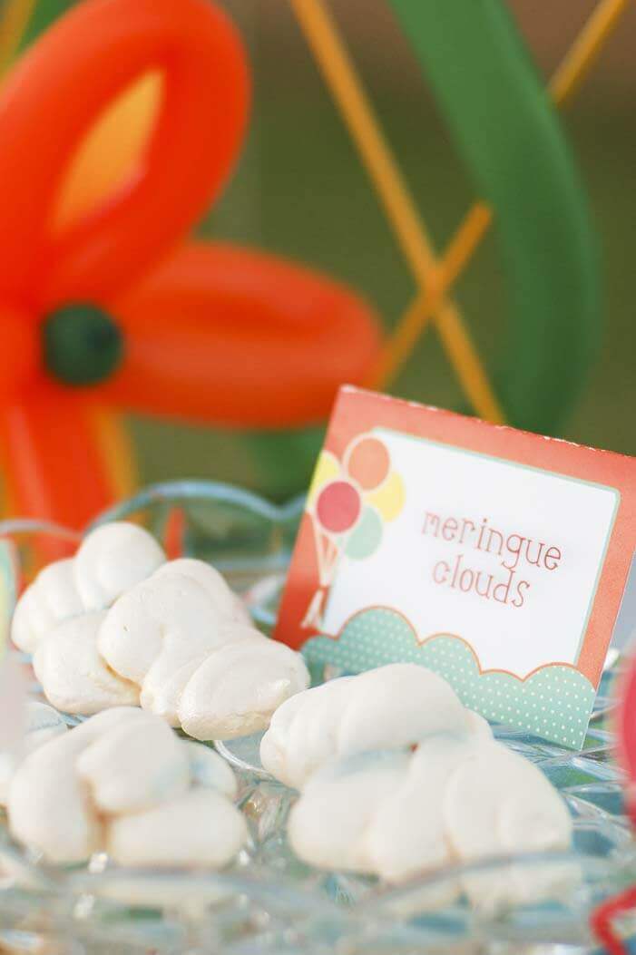 Meringues shaped like clouds at the Balloon Birthday Party.