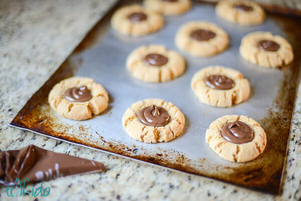 Peanut Butter Thumbprint Cookies with Nutella - Spicy Southern Kitchen