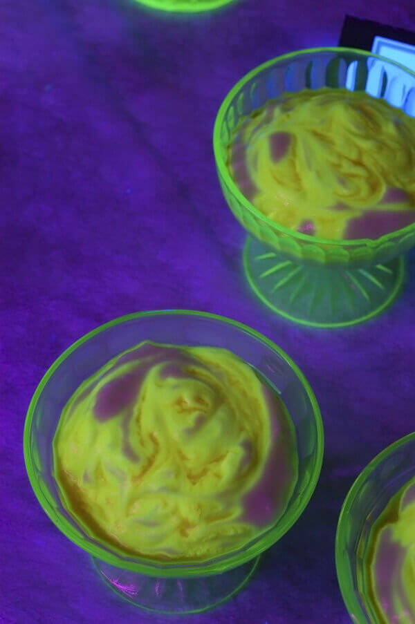 Glow in the Dark Pudding in Vaseline Glass