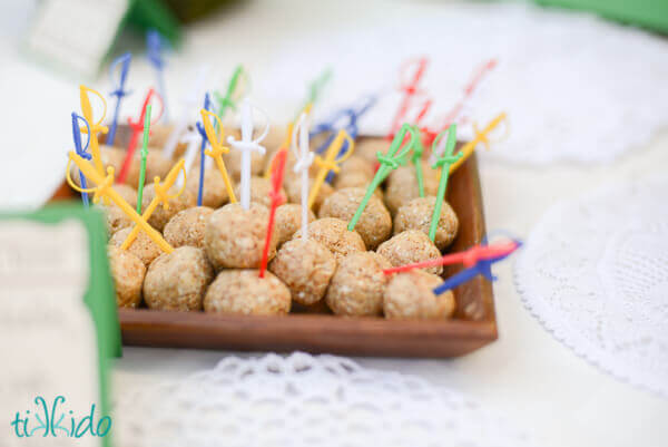 Orcrist, Goblin-Cleaver peanut butter balls at the Lord of the Rings birthday party