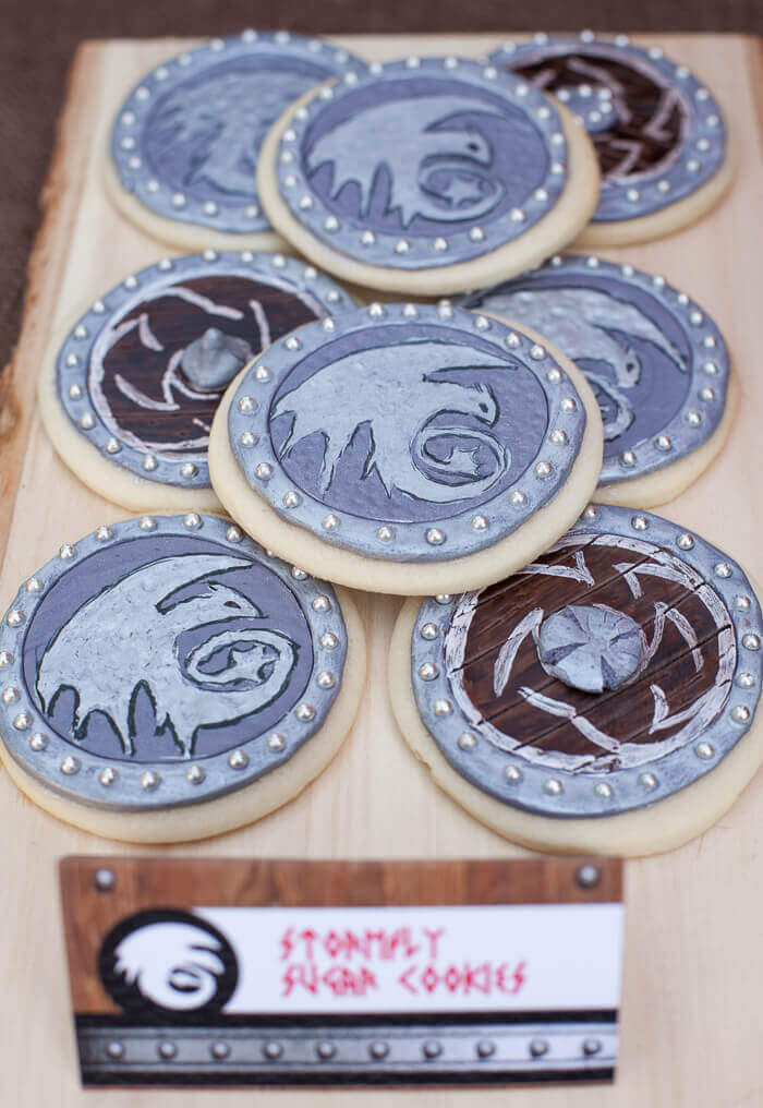 Platter of viking shield cookies for the How to Train your Dragon Party