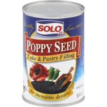 Can of Solo Brand poppy seed filling used for making Poppy Seed Rugelach.