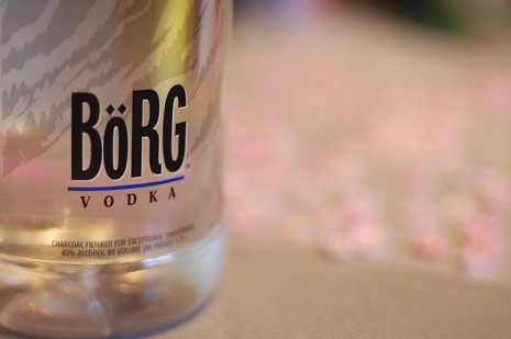 Bottle of borg vodka for pie crust.