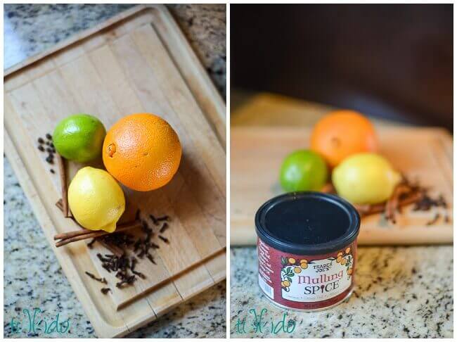 Citrus and mulling spices for mulled apple cider.