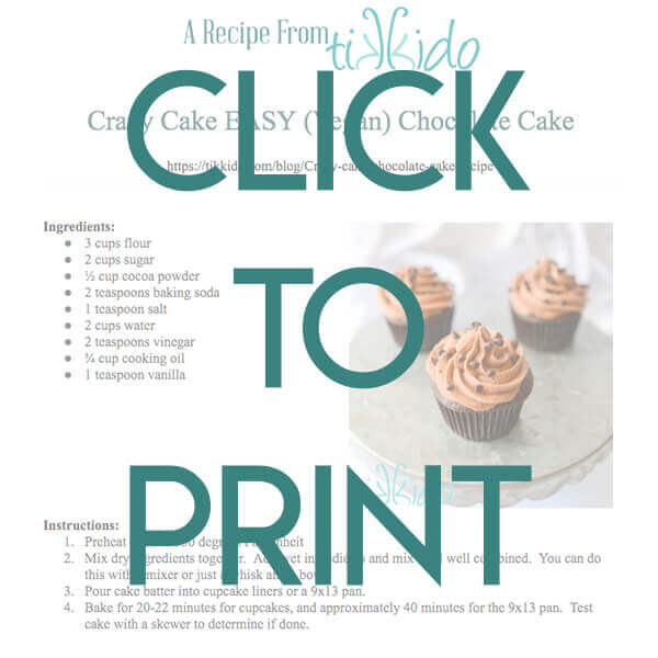 Navigational image leading reader to printable chocolate crazy cake recipe.