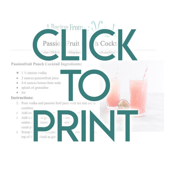 Navigational image leading reader to printable, one page, PDF version of the passion fruit punch cocktail recipe