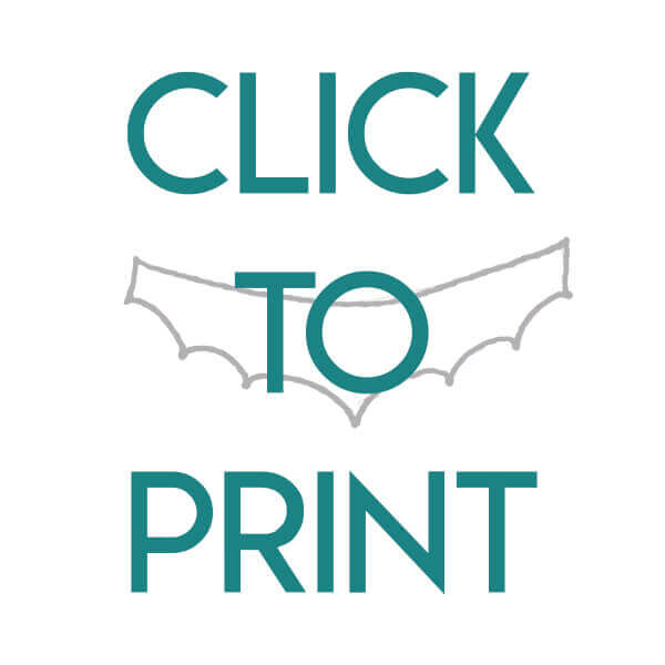 Navigational image leading reader to printable PDF template of a bat shape to make the crepe paper bat garland.