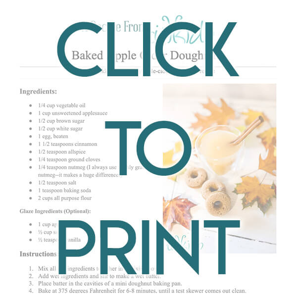 Navigational image leading reader to printable, one page, PDF version of the apple cider doughnuts recipe.