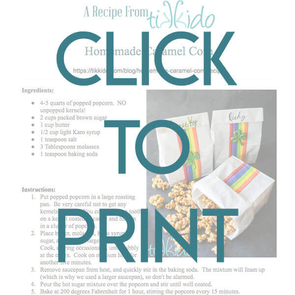 Navigational image leading reader to one page, printable caramel corn recipe.