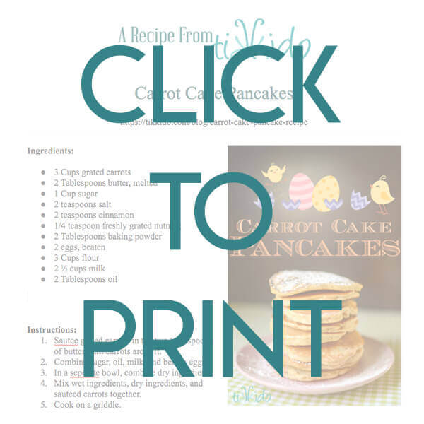 Navigational image leading reader to one page, printable carrot cake pancakes recipe