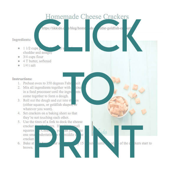 Navigational image leading reader to PDF one page, printable cheese cracker recipe.