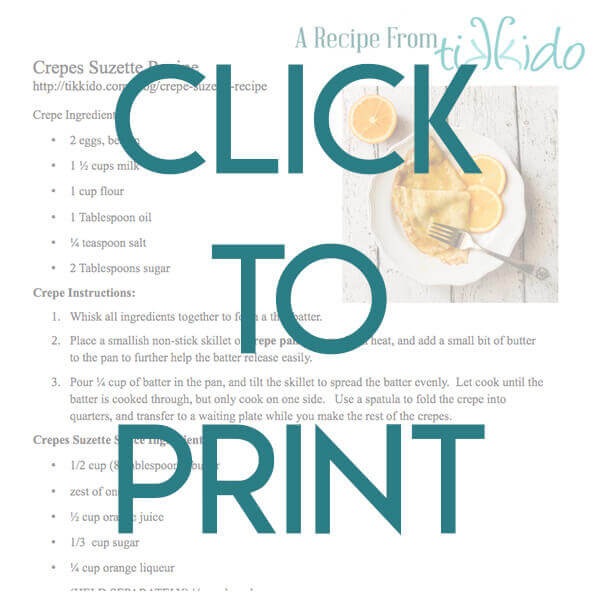 Navigational image leading to one page, printable version of the crepe suzette recipe.
