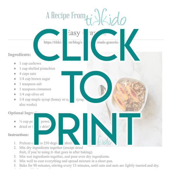 Navigational image leading reader to printable, PDF version of the homemade granola recipe.
