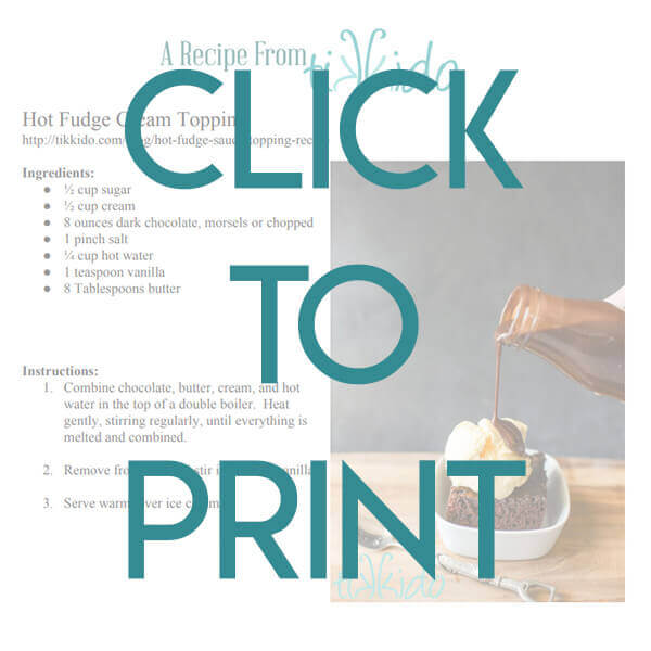 Navigational image leading reader to free, printable, one page version of the hot fudge sauce recipe.