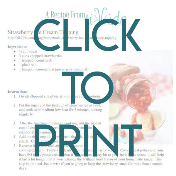Navigational image leading reader to printable, one page version of the Strawberry Sauce recipe.