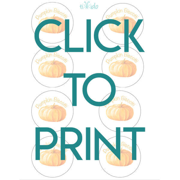 Navigational link leading reader to printable pumpkin biscotti gift tags