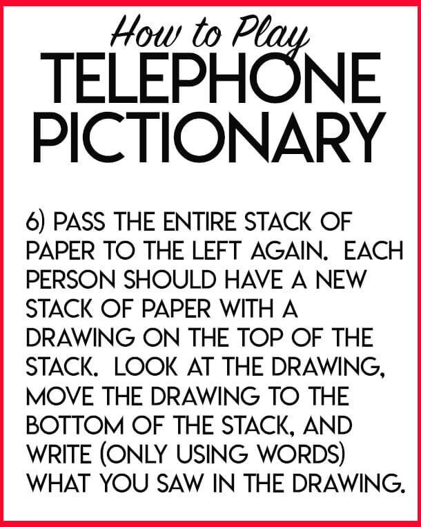 Graphic of Telephone Pictionary Instructions