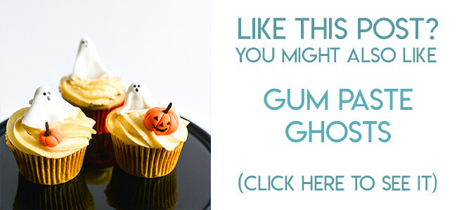 Navigational image leading reader to gumpaste ghost cupcake topper tutorial.