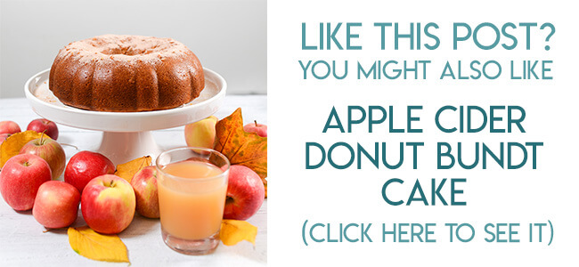 Navigational image leading reader to apple cider donut bundt cake recipe.