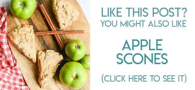 Navigational link leading reader to apple scones recipe.